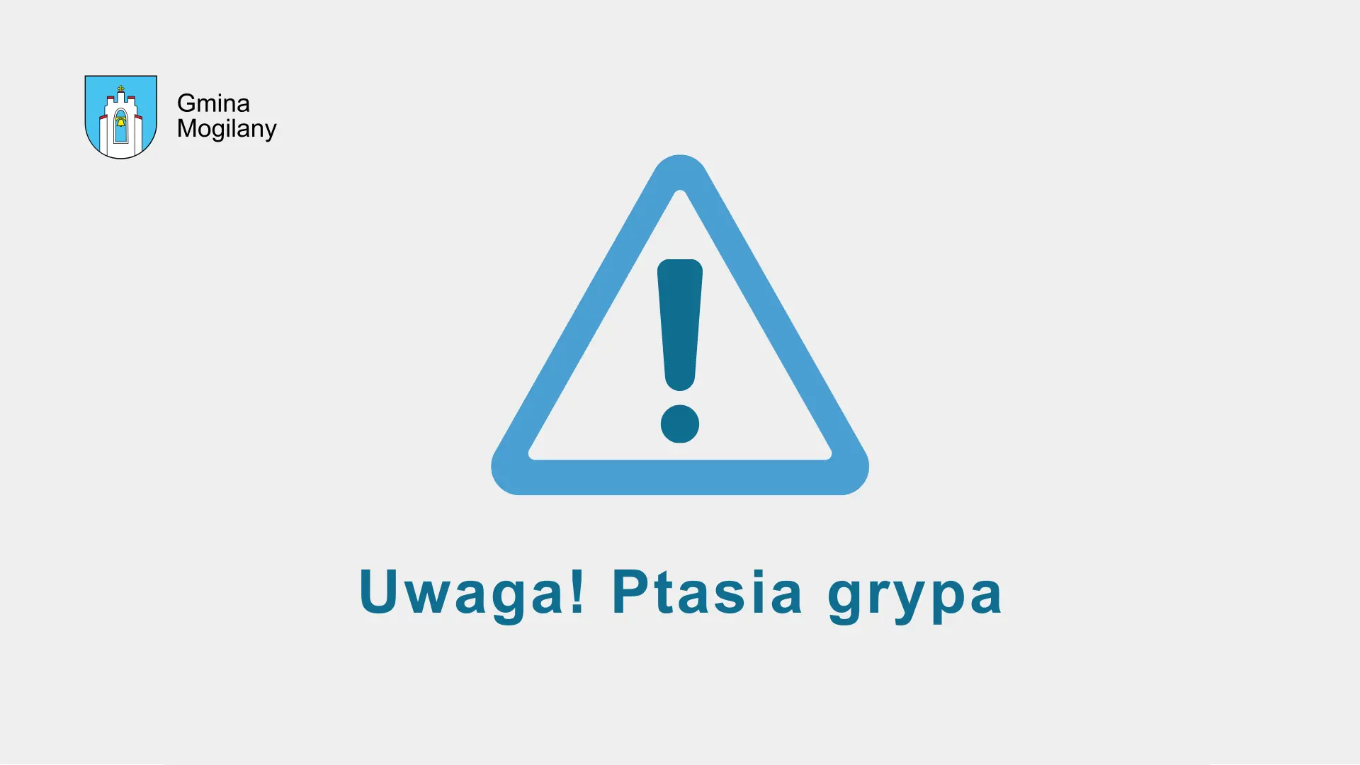 Grafika z wykrzyknikiem i napisem: Uwaga! Ptasia grypa